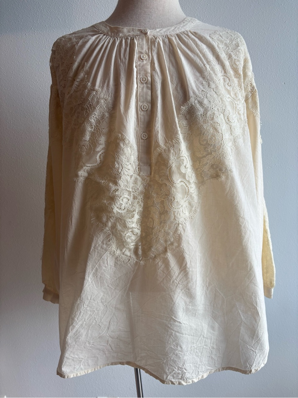 Vince Camuto 1X Cream 100% Cotton Lace Detail Blouse - Picture 2 of 8